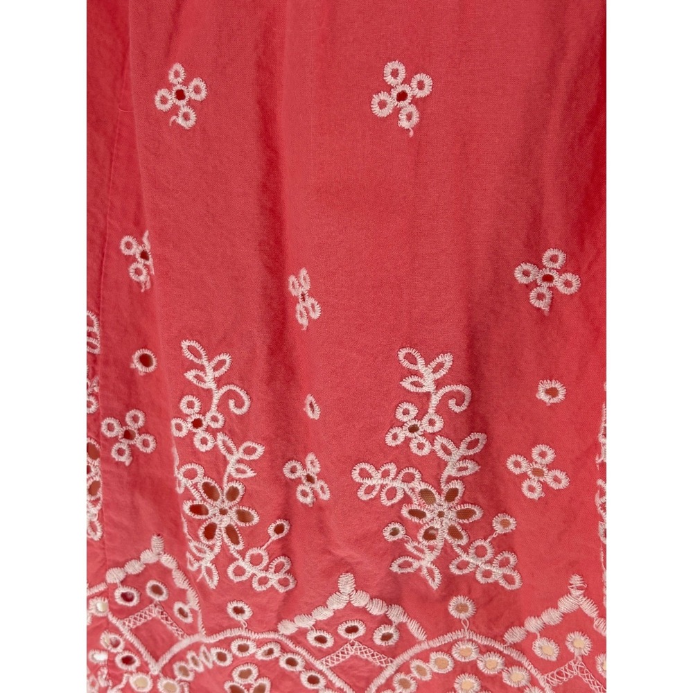 Woman Within Blouse Coral Eyelet Embroidered Pintuck 1X 100% Cotton - Picture 6 of 9